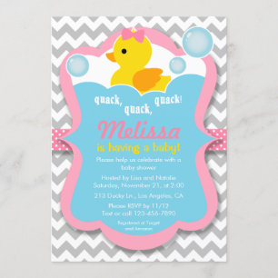 Invitation de Baby shower fille en caoutchouc de Q