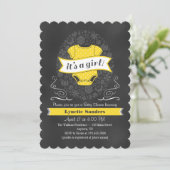 Invitation de Baby shower fille en tableau jaune (Debout devant)