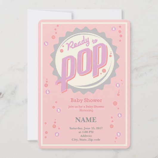 Invitation de baby shower (fille) - Prêt à la pop (Devant)