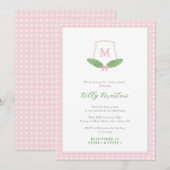 Invitation de Baby Shower Fille Rose Vert Préparée (Devant / Derrière)