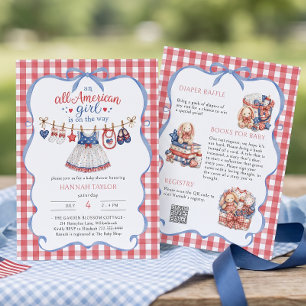 Invitation de Baby Shower Fille Tout Américaine po