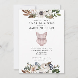 Invitation de Baby Shower Fille Vêtements Bohème M