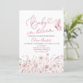 Invitation de Baby Shower Fleur de Boho Rose pour (Debout devant)