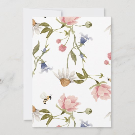 Invitation de Baby shower Fleur sauvage d'aquarell (Dos)