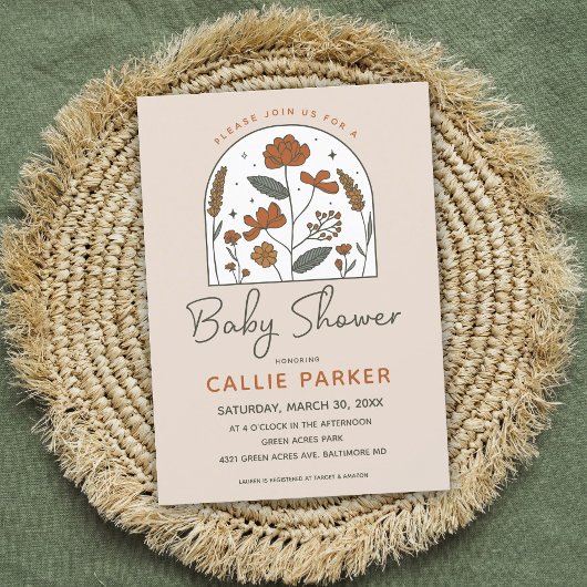 Invitation de Baby shower Fleur sauvage de Cute Bo