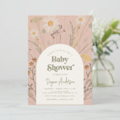 Invitation de Baby shower fleur sauvage en rose Du (Debout devant)