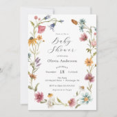 Invitation de Baby shower Fleur sauvage féminine c (Devant)