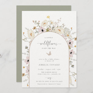 Invitation de Baby shower fleur sauvage Frame