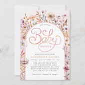 Invitation de Baby shower Fleur sauvage rose Dusty (Devant)