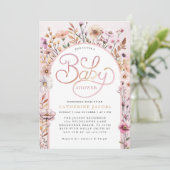 Invitation de Baby shower Fleur sauvage rose Dusty (Debout devant)