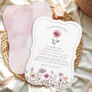 Invitation de Baby shower Fleur sauvage rose vif -