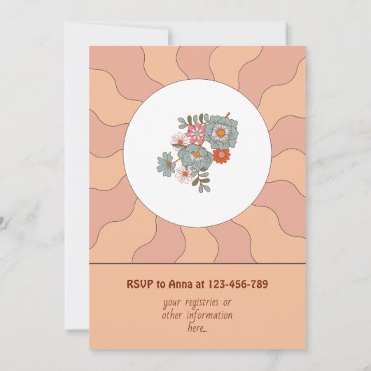 Invitation de Baby shower Fleur Style Rétro (Dos)