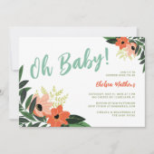 Invitation de Baby Shower Fleur Tropicale (Devant)