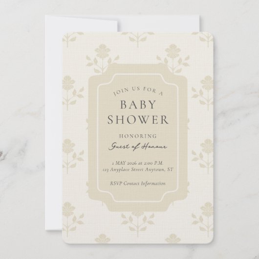 Invitation de Baby Shower Fleurie Imprimée Iris Vi (Devant)
