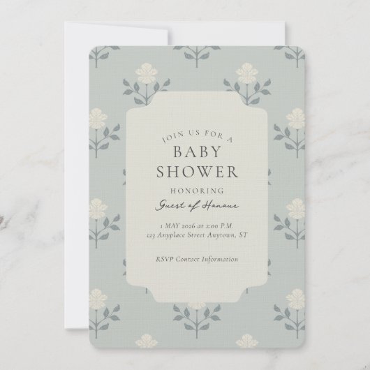 Invitation de Baby Shower Fleurie Imprimée Iris Vi (Devant)