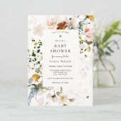 Invitation de Baby Shower Fleurie Vintage et Abeil (Debout devant)