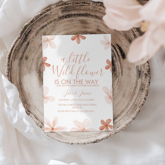 Invitation de Baby Shower Fleurs Sauvages Bohème