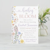 Invitation de Baby shower floral, bébé en fleur (Debout devant)