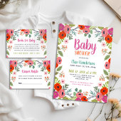 Invitation de Baby shower floral brillant