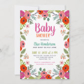 Invitation de Baby shower floral brillant (Devant)