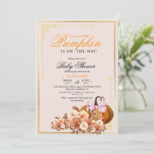 Invitation de Baby shower Floral Citrouille or ora