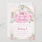 Invitation de Baby shower Floral Citrouille rose (Devant)