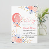 Invitation de Baby shower floral de ballon (Debout devant)