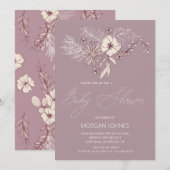 Invitation de Baby shower Floral de Crème Moderne (Devant / Derrière)