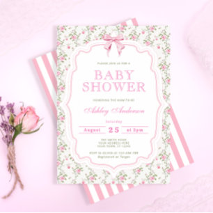 Invitation de Baby shower floral de flux de boue r
