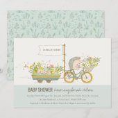 Invitation de Baby shower floral de Hérisson culti (Devant / Derrière)