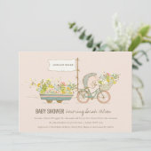 Invitation de Baby shower floral de Hérisson culti (Debout devant)