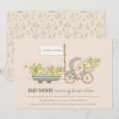 Invitation de Baby shower floral de Hérisson culti (Devant / Derrière)