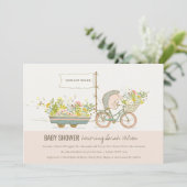 Invitation de Baby shower floral de Hérisson culti (Debout devant)