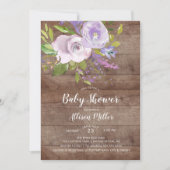 Invitation de Baby shower floral de lavande rustiq (Devant)