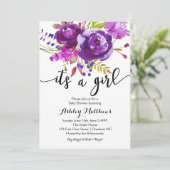 Invitation de Baby shower Floral de lavande violet (Debout devant)