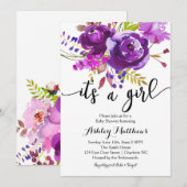 Invitation de Baby shower Floral de lavande violet (Devant / Derrière)