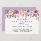 Invitation de Baby shower Floral de lavande violet (Devant / Derrière)