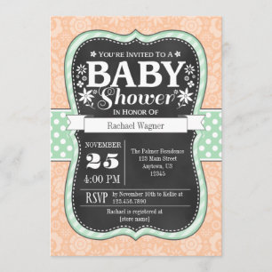 Invitation de Baby shower floral de pinceau