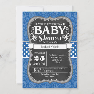 Invitation de Baby shower Floral de tableau noir