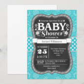 Invitation de Baby shower floral de tableau noir t (Devant / Derrière)