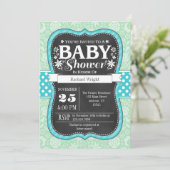 Invitation de Baby shower floral de tableau Turquo (Debout devant)