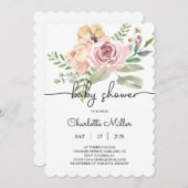 Invitation de Baby shower floral FB10 (Devant / Derrière)