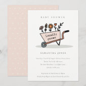 Invitation de Baby shower floral flush à croissanc (Devant / Derrière)