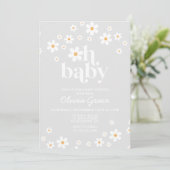 Invitation de Baby shower Floral Gris Retro (Debout devant)