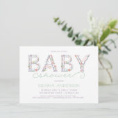 Invitation de Baby shower floral - Invitation pers (Debout devant)