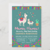 Invitation de Baby shower floral Llama (Devant)