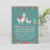 Invitation de Baby shower floral Llama (Debout devant)