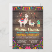 Invitation de Baby shower floral Llama (Devant)