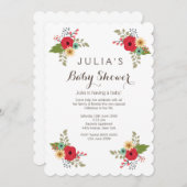 Invitation de Baby shower floral moderne (Devant / Derrière)