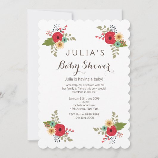 Invitation de Baby shower floral moderne (Devant)